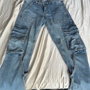 Zara Blue Cargo Jeans